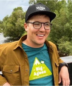 Big Agnes Retro Summit T-Shirt -Big Agnes Sales MSRETROSUMMIT22 CyanBlackHeather LSM 099